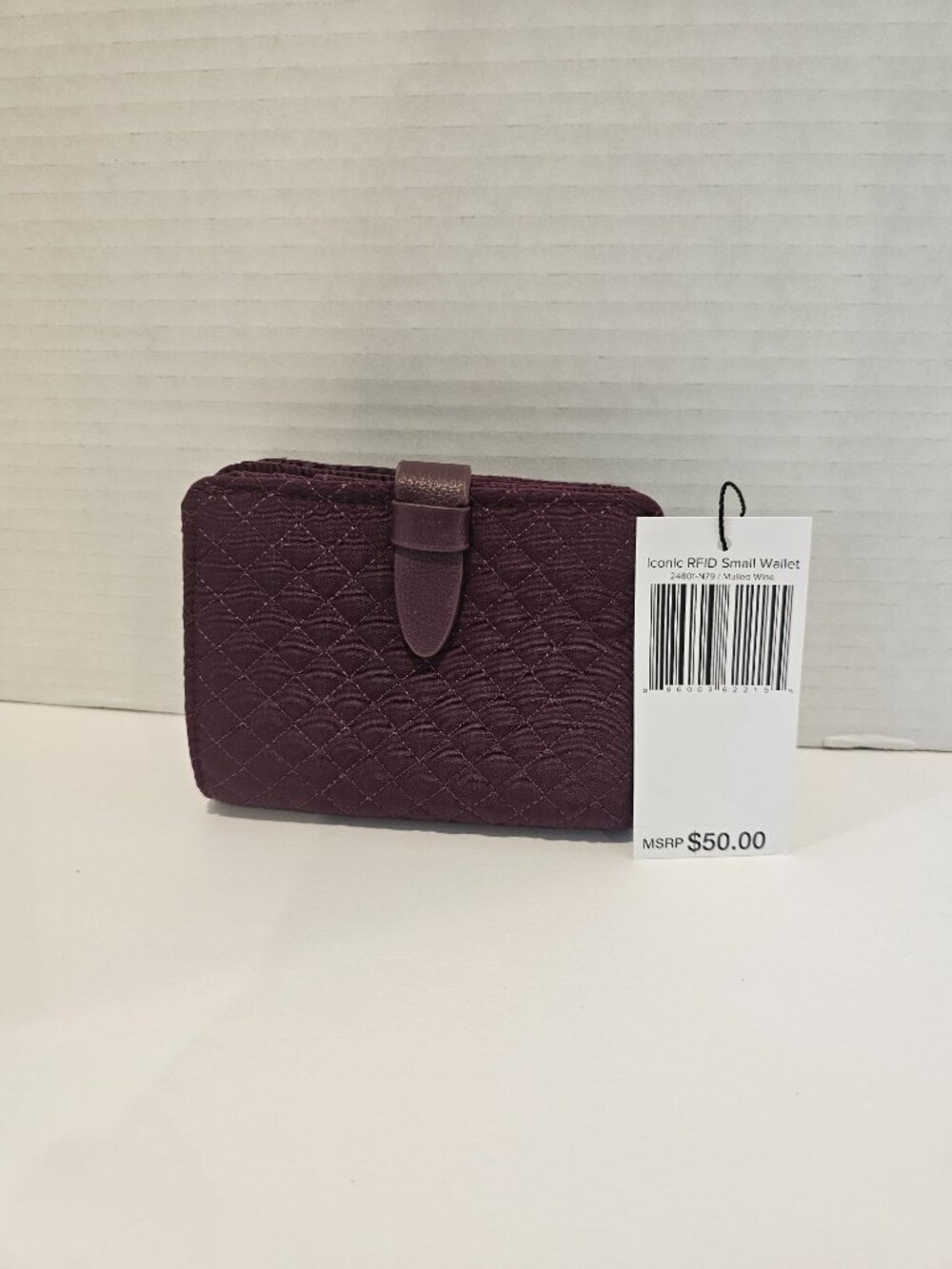 NWT Vera Bradley Iconic RFID Small Wallet Mulled Wine Burgundy Microfiber Maroon - Picture 7 of 8